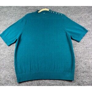 Ann Taylor Women's Size XXL Short Sleeve Mock Neck Sweater Rhinestone Buttons